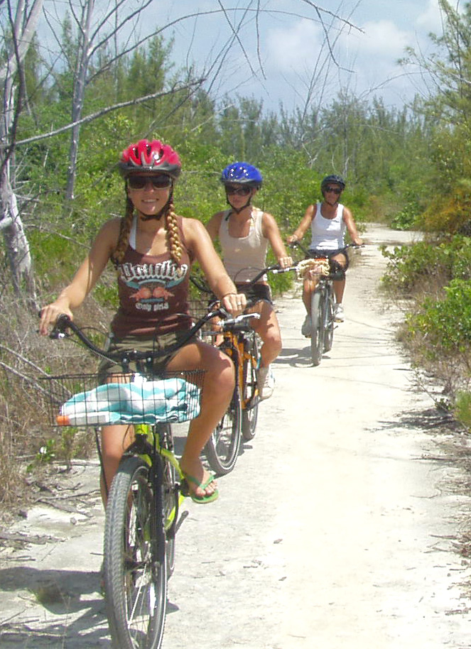 Family on Bicycles in Bahamas 